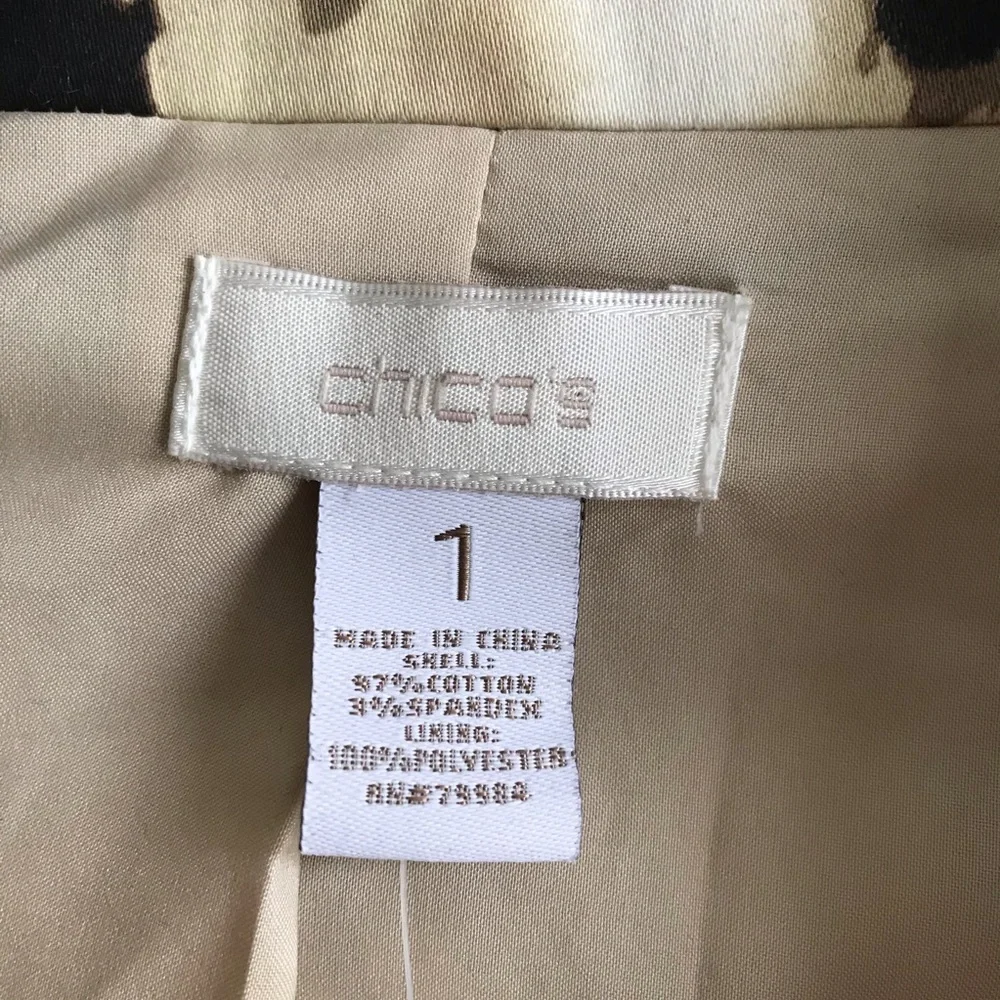 NWT Chico’s Tan Leopard Print Blazer /‎ Size 1 or M